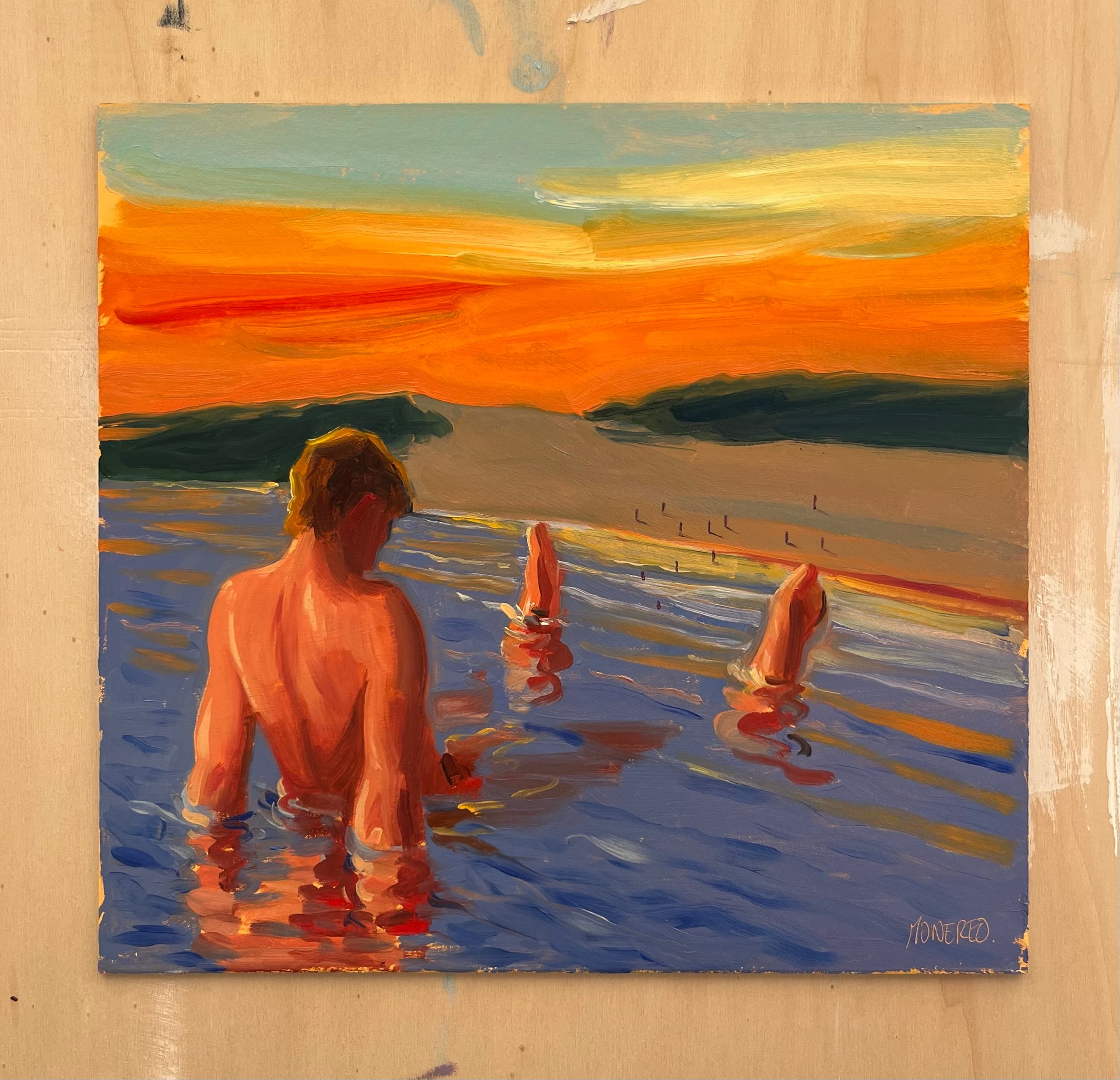 Coloso en Tarifa, Óleo sobre cartón, 28 x 30 cm, 2026, Antonio Monereo
