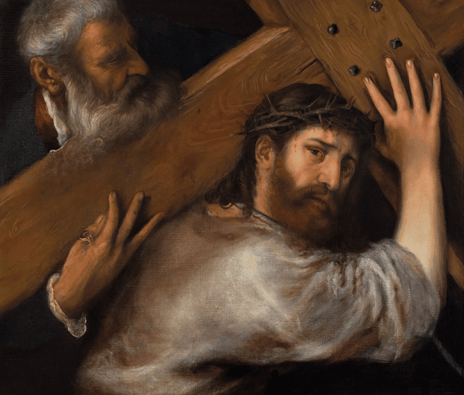 TIZIANO. Cristo con la Cruz a Cuestas, Óleo sobre lienzo, 73 x 81 cm, 2021, Antonio Monereo