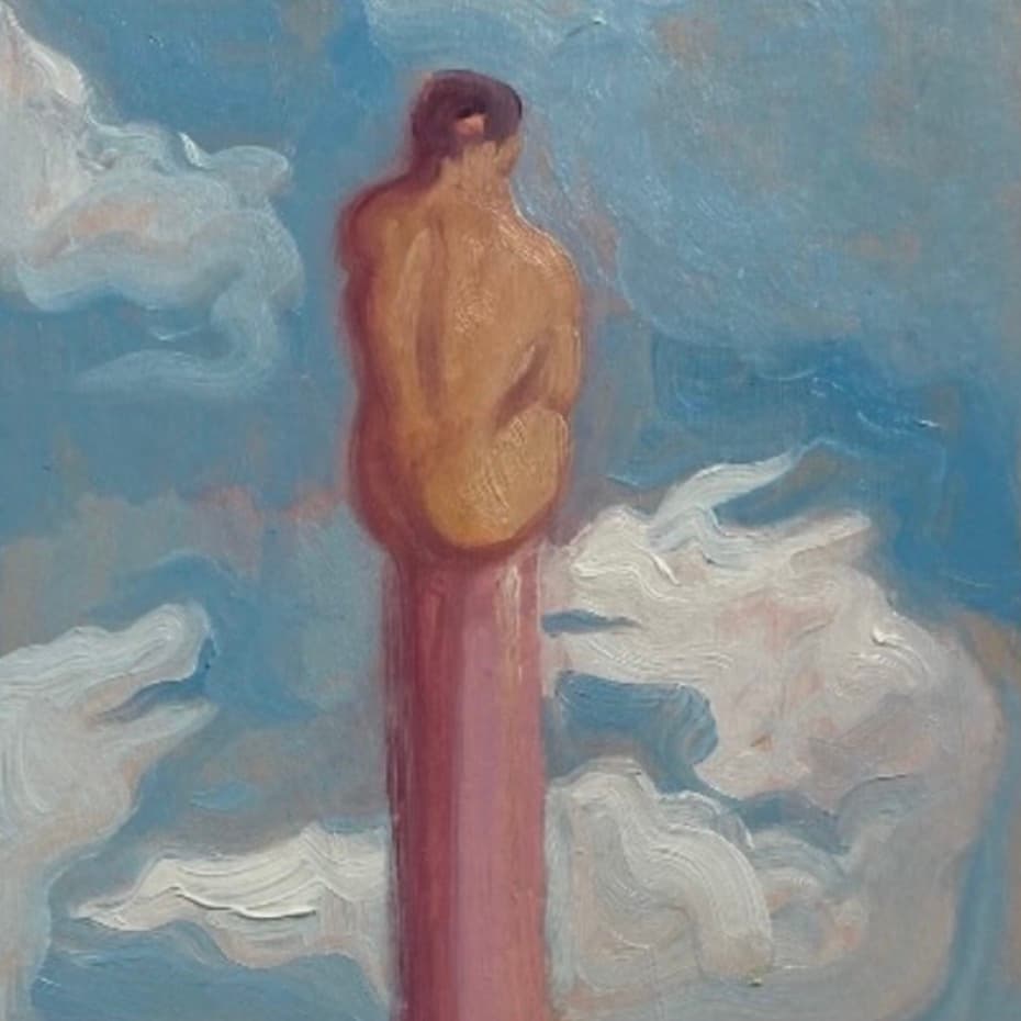 El estilita, Óleo sobre cartón, 30 x 40 cm, 2025, Antonio Monereo