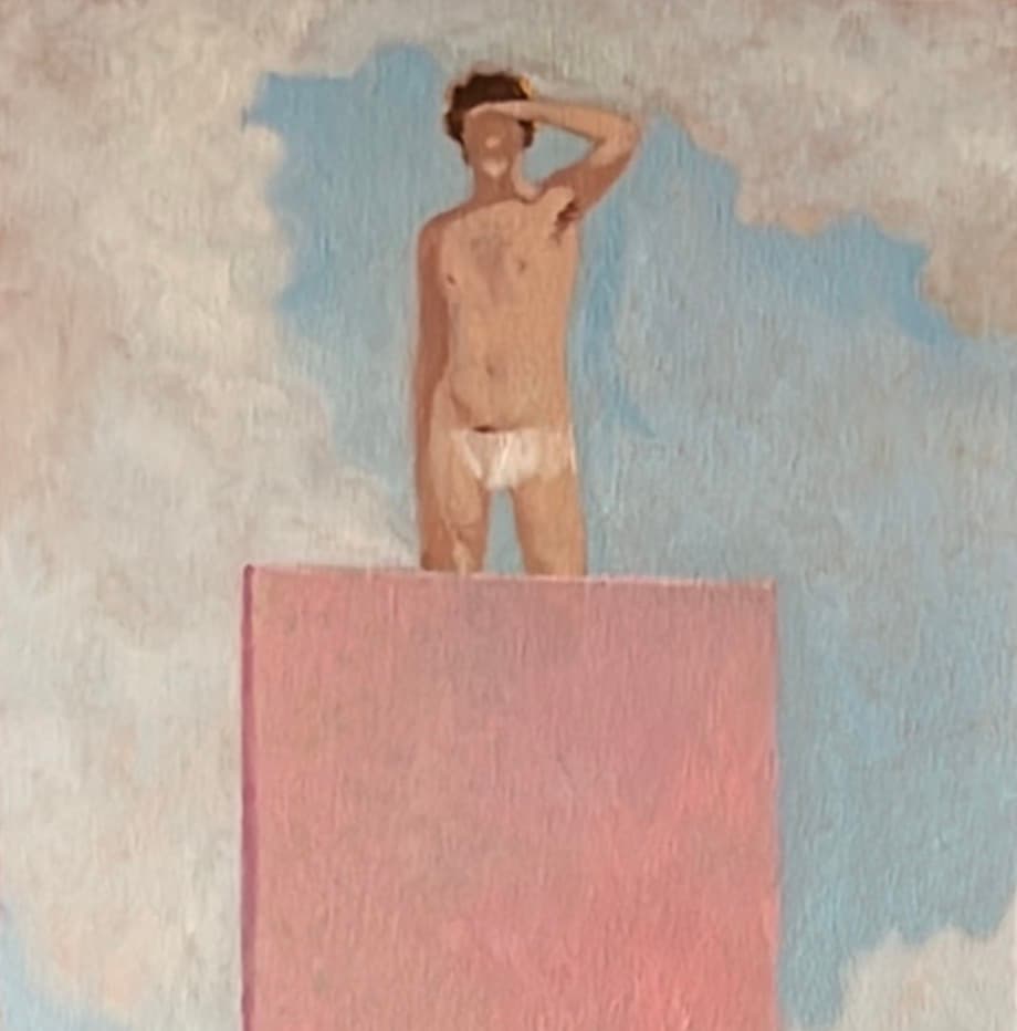 El estilita, Óleo sobre lienzo, 33 x 81 cm, 2025, Antonio Monereo