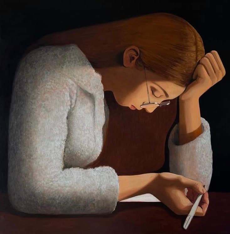 El silencio, Óleo sobre lienzo, 55 x 55 cm, 2025, Antonio Monereo