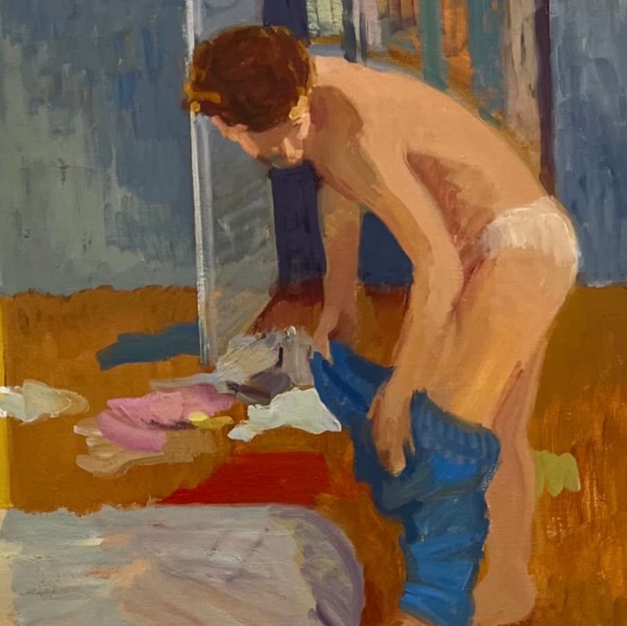 No voy a salir hasta que no me vea guapo, Óleo sobre lienzo, 27 x 35 cm, 2025, Antonio Monereo