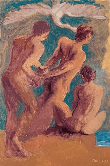 Pinturas moradas III, Óleo sobre cartón, 12 x 22 cm, 2025, Antonio Monereo